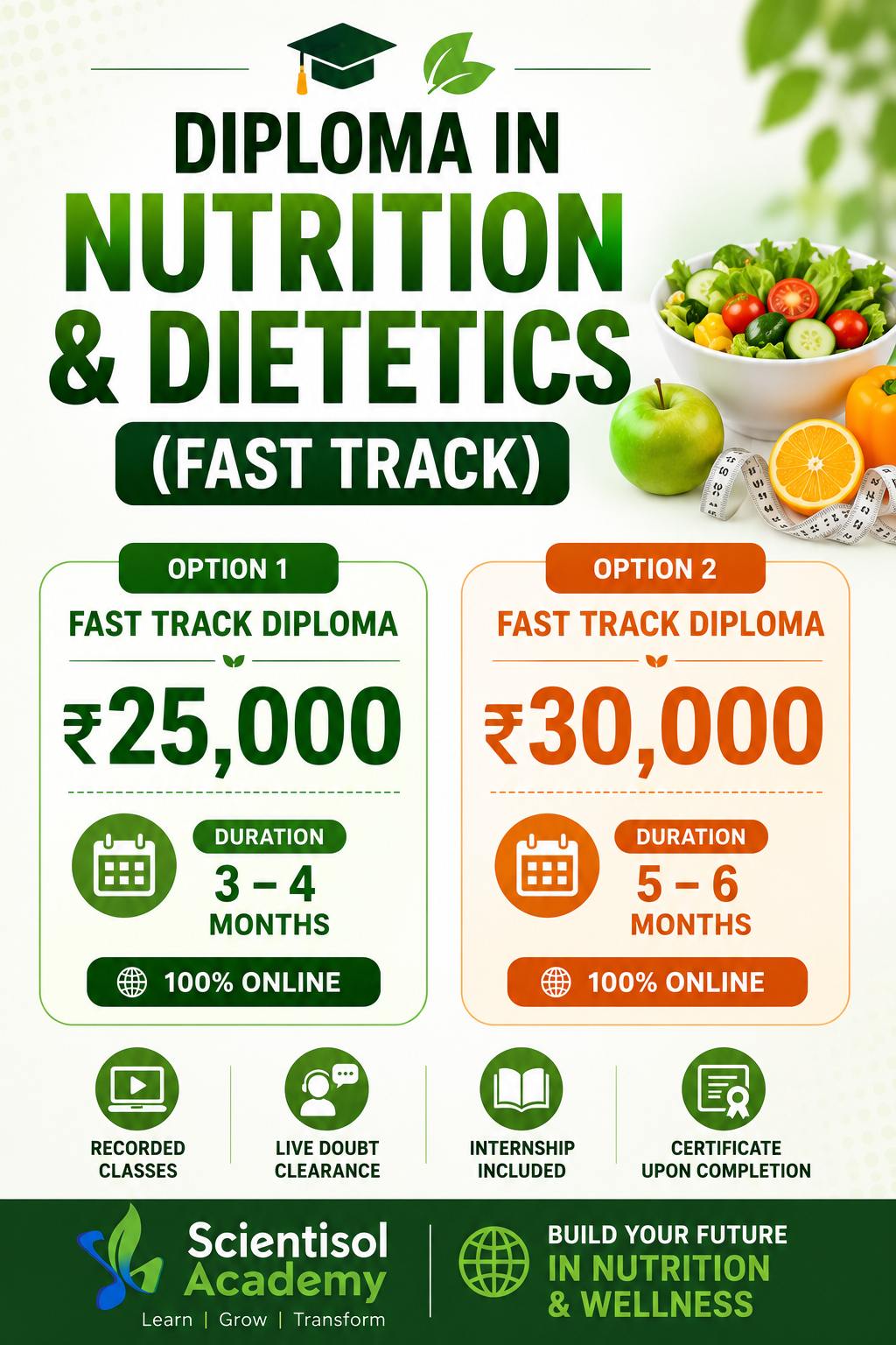 Diploma in Nutrition and Dietetics (Fast Track)